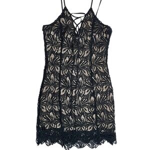 Lace Mini Dress Spaghetti Strap Lined Party Cocktail Dress Size S